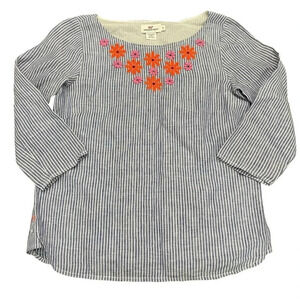 Vineyard Vines 100% linen striped shirt with embroidered and bead detail. Sz 2